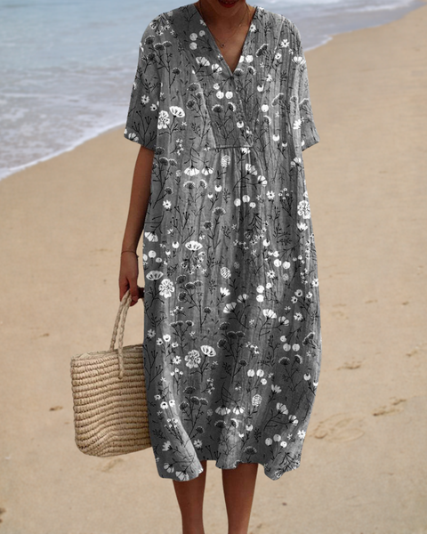 Camille | Robe Longue Fleurie Minimaliste