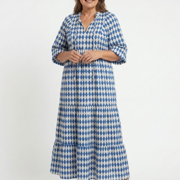 Clémence | Robe Maxi Graphique Élégance Moderne