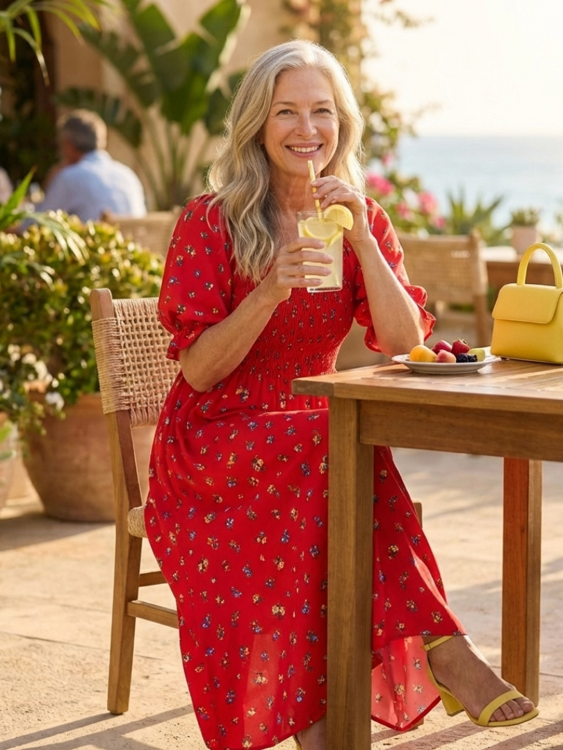 Camille | Robe Maxi Fleurie Smockée Élégance