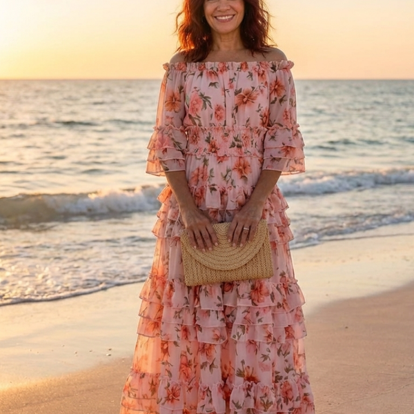 Isaline | Robe Maxi Fleurie Volants Romantiques