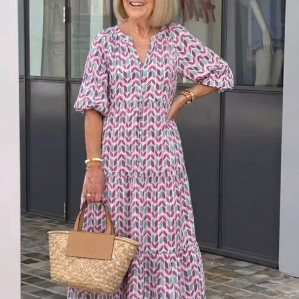 Mireya | Robe Maxi Bohème Imprimé Géométrique