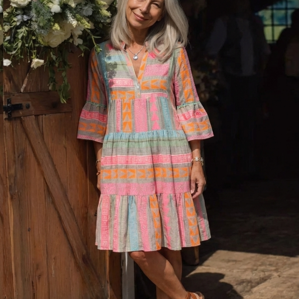 Alizée | Robe Courte Bohème Motifs Colorés