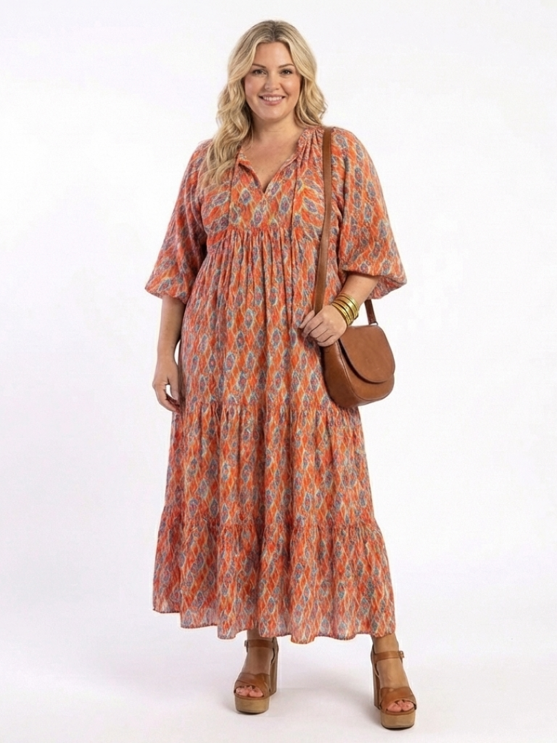Océane | Robe Maxi Bohème Imprimé Chaleureux