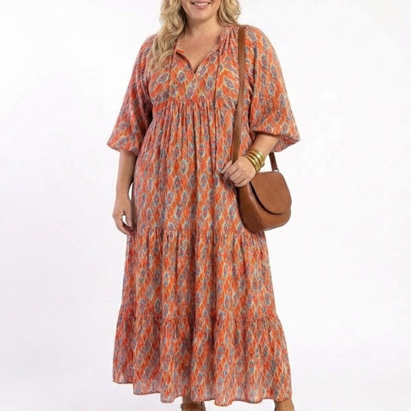 Océane | Robe Maxi Bohème Imprimé Chaleureux
