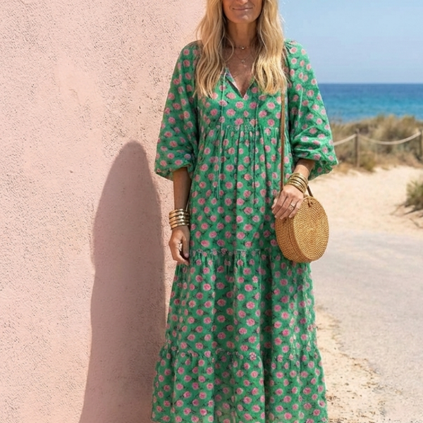 Léonie | Robe Maxi Fleurie Bohème Décontractée
