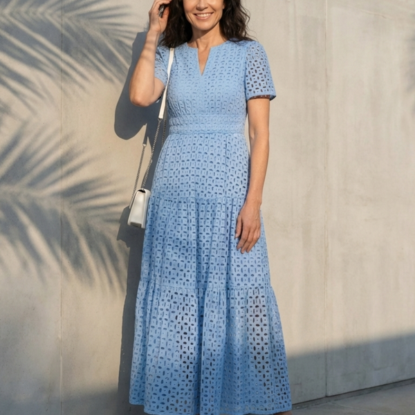 Célestine | Robe Maxi Broderie Anglaise Élégance Pure