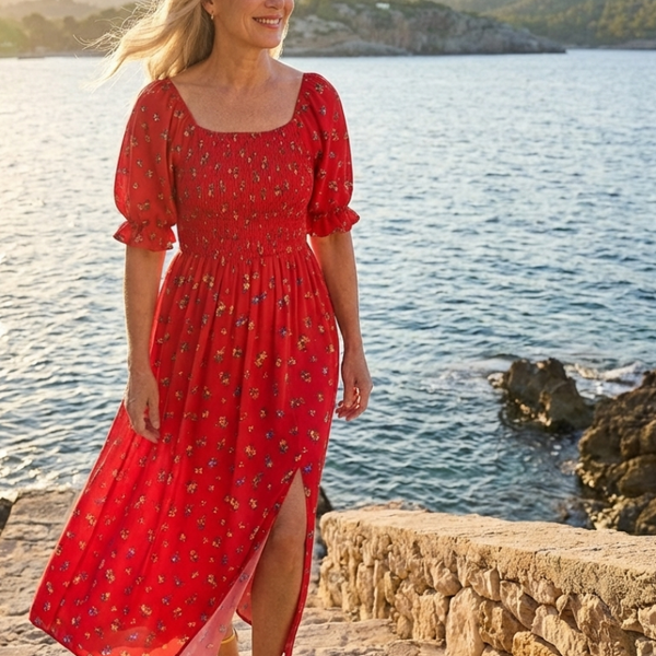 Camille | Robe Maxi Fleurie Smockée Élégance