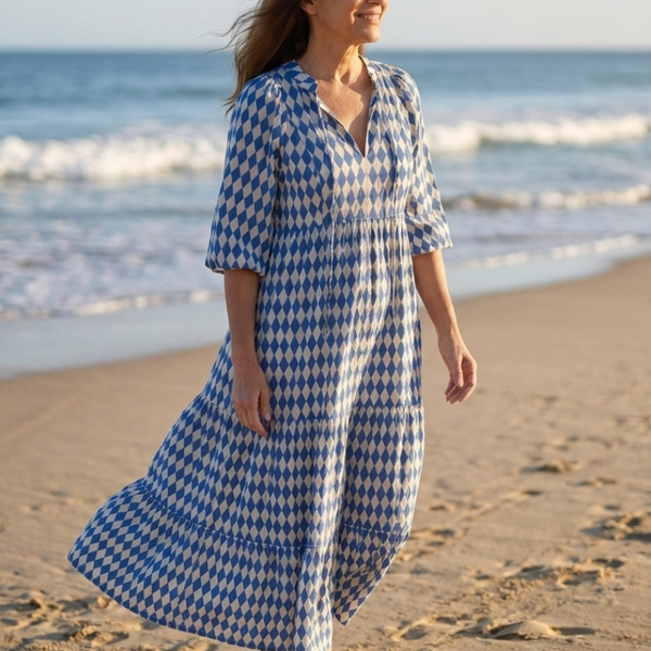 Clémence | Robe Maxi Graphique Élégance Moderne