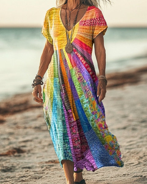 Héloïse | Robe Imprimée Patchwork Bohème
