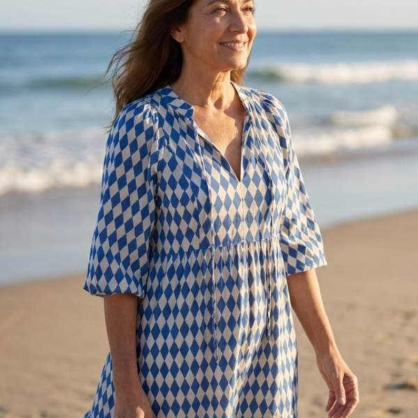 Clémence | Robe Maxi Graphique Élégance Moderne