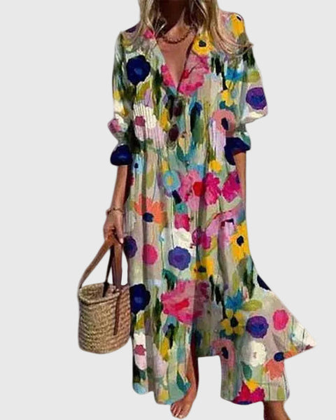 Zariah | Robe Maxi Imprimée Aquarelle