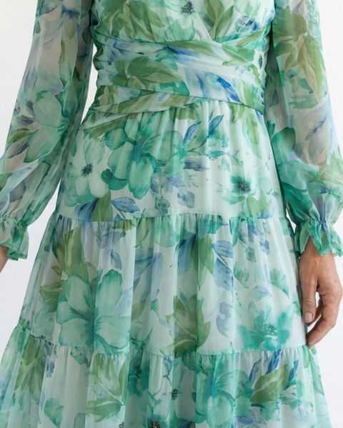 Maëlle | Robe Maxi Fleurie Volants Élégance Nature