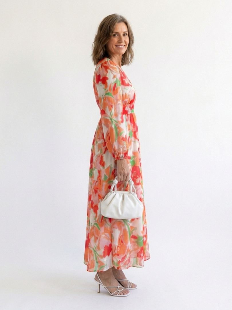 Maëlle | Robe Maxi Fleurie Volants Élégance Nature