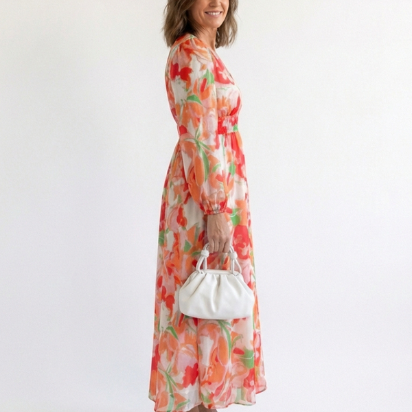 Maëlle | Robe Maxi Fleurie Volants Élégance Nature