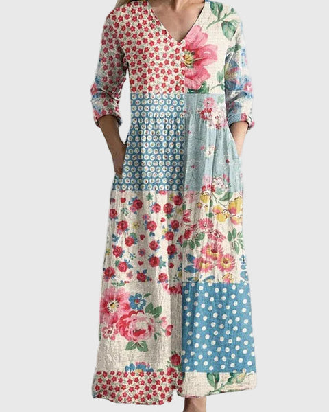 Lucienne | Robe Maxi Patchwork Floral
