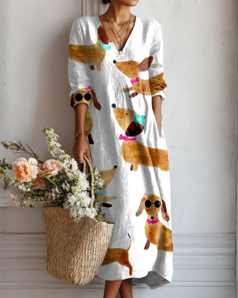 Flavie | Robe Imprimée Canin Fantaisie