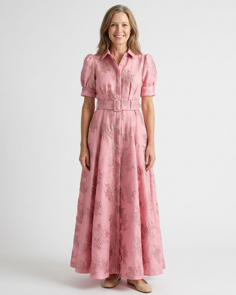 Rosalie | Robe Maxi Jacquard Élégance Classique