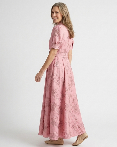 Rosalie | Robe Maxi Jacquard Élégance Classique