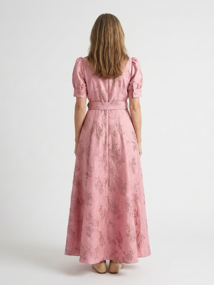 Rosalie | Robe Maxi Jacquard Élégance Classique