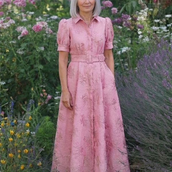 Rosalie | Robe Maxi Jacquard Élégance Classique
