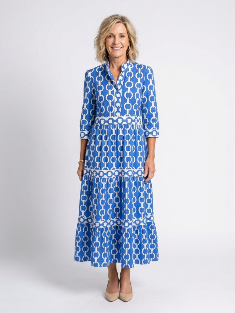 Capucine | Robe Maxi Graphique Élégance Chic