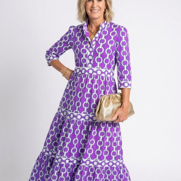 Capucine | Robe Maxi Graphique Élégance Chic