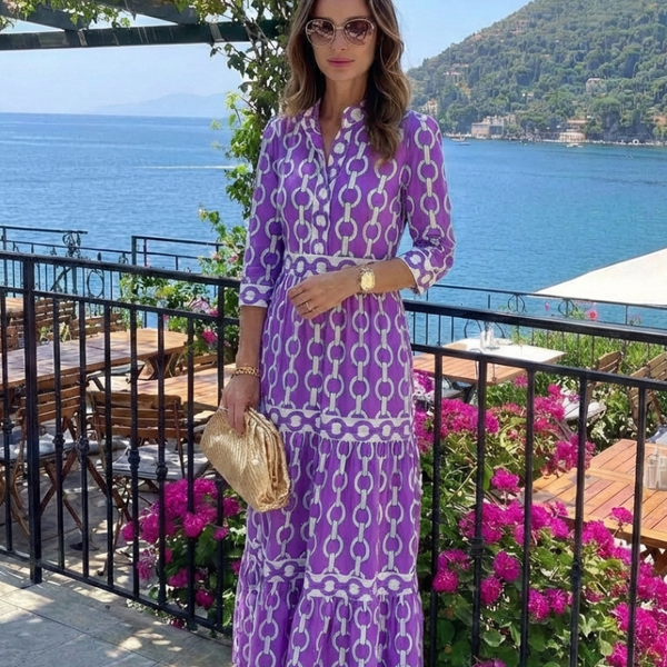 Capucine | Robe Maxi Graphique Élégance Chic