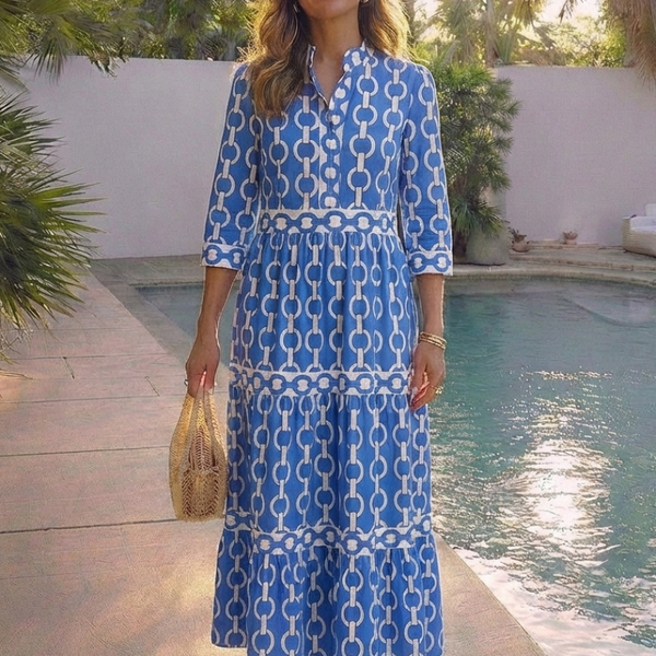Capucine | Robe Maxi Graphique Élégance Chic