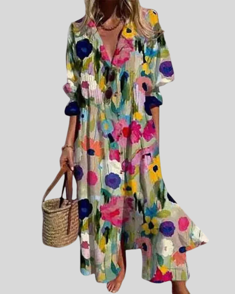 Zariah | Robe Maxi Imprimée Aquarelle