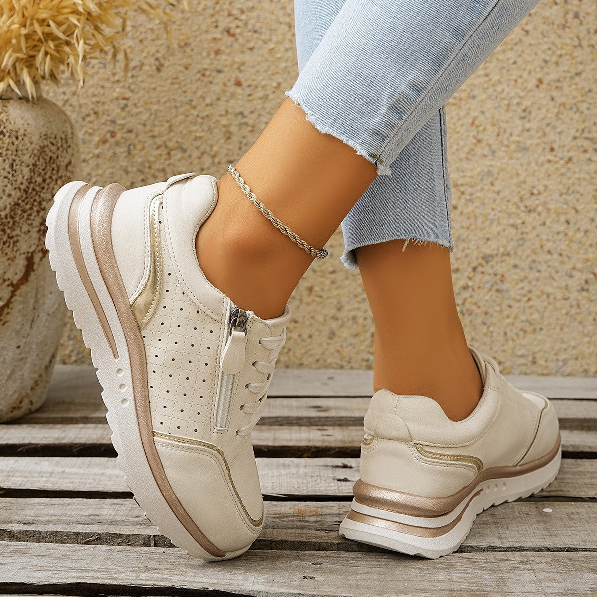 Émilie | Baskets Zip Confort Élégant