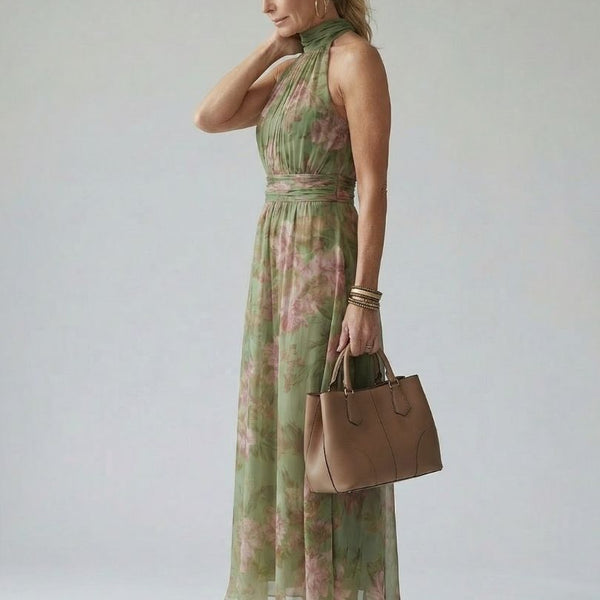 Florence | Robe Maxi Fleurie Col Halter