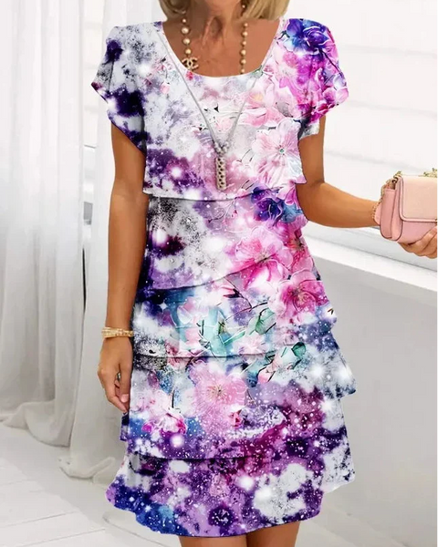 Célénia | Robe Élégante Galaxie Florale