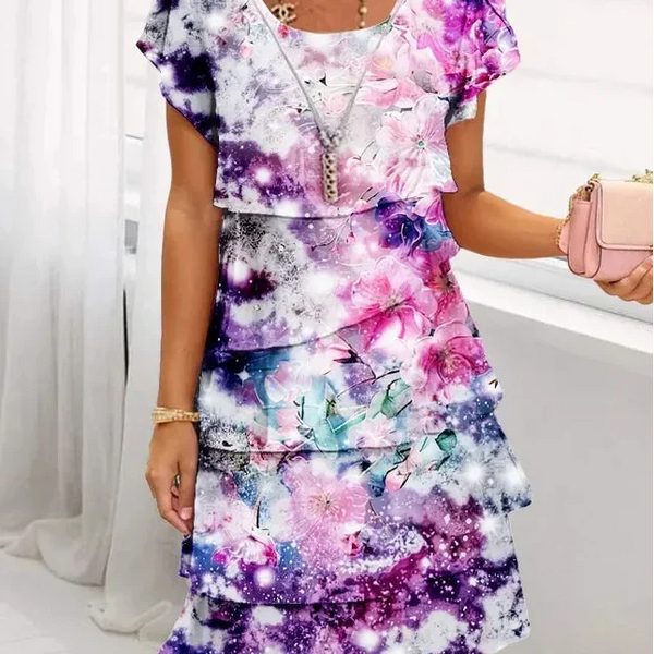 Célénia | Robe Élégante Galaxie Florale