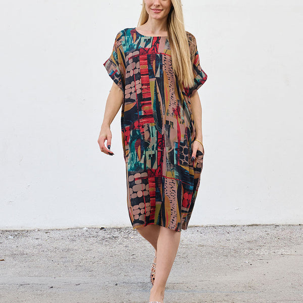 Robe Décontractée à Poches Courte – Ornella Caftan™