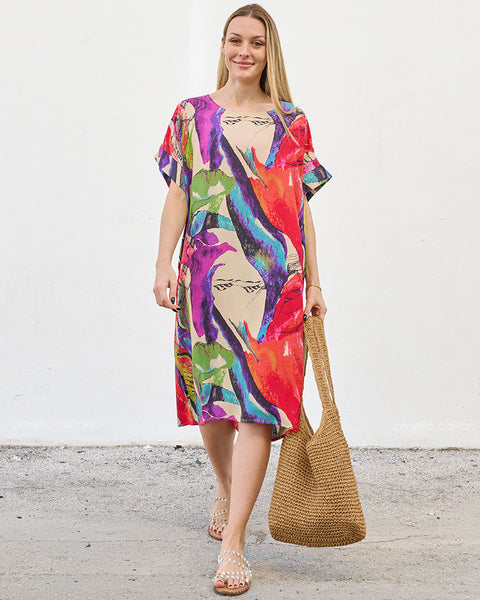 Robe Décontractée à Poches Courte – Ornella Caftan™