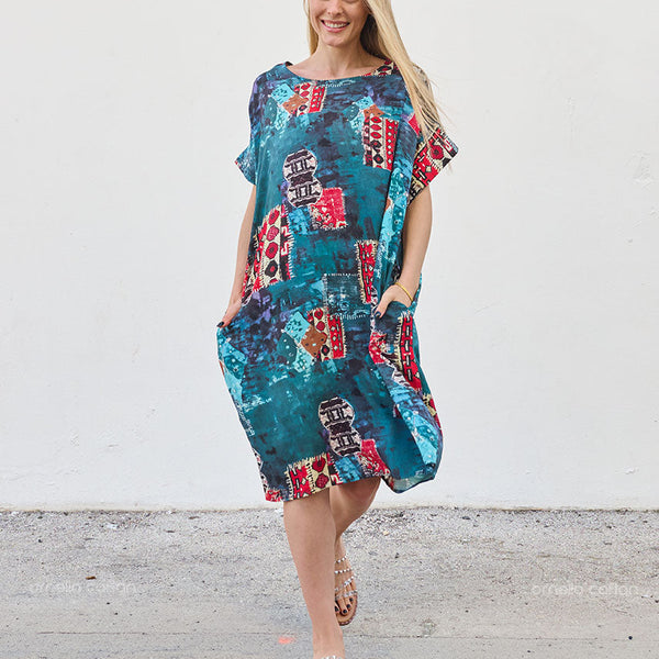Robe Décontractée à Poches Courte – Ornella Caftan™