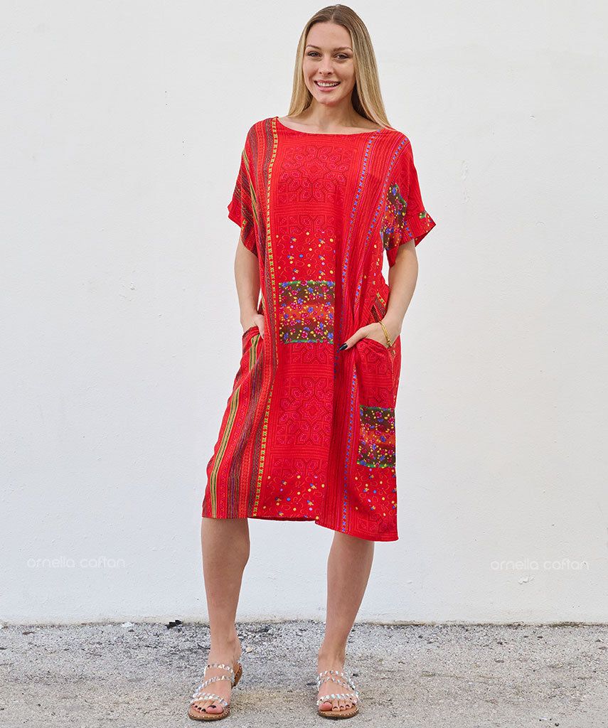 Robe Décontractée à Poches Courte – Ornella Caftan™