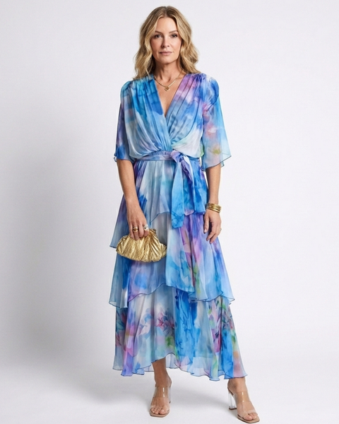 Azura | Robe Maxi Fluide Aquarelle Élégance