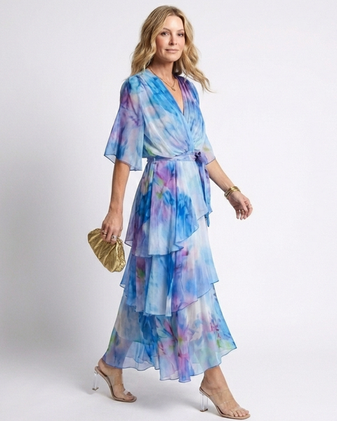 Azura | Robe Maxi Fluide Aquarelle Élégance