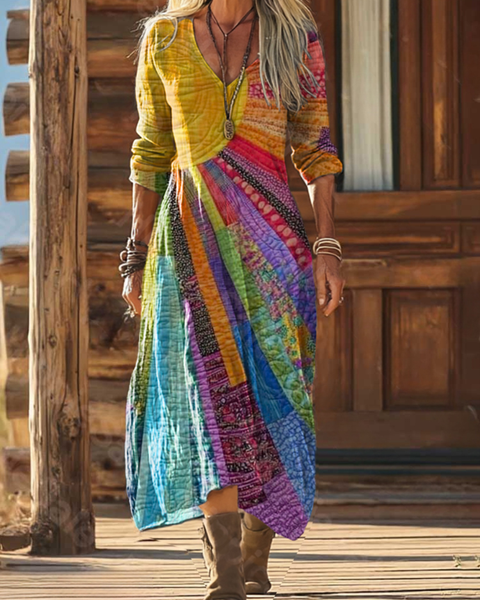 Héloïse | Robe Imprimée Patchwork Bohème