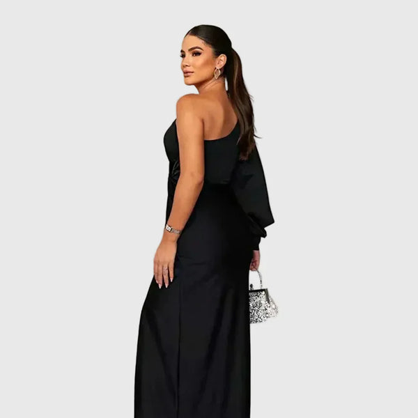 Auriane | Robe Maxi Asymétrique Satinée