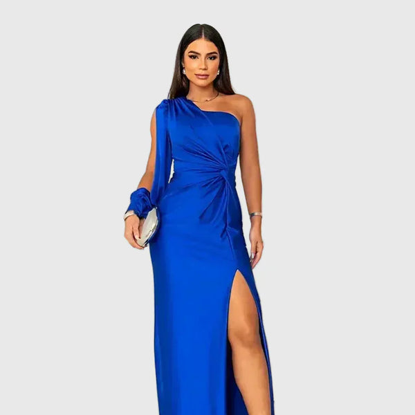 Auriane | Robe Maxi Asymétrique Satinée