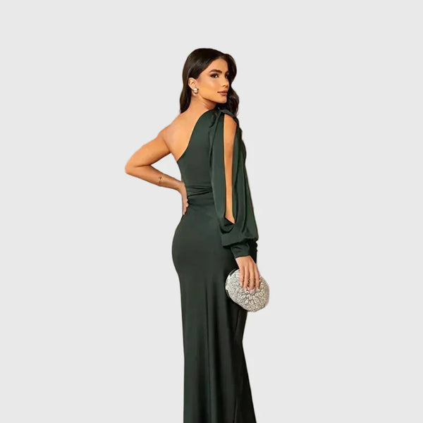 Auriane | Robe Maxi Asymétrique Satinée