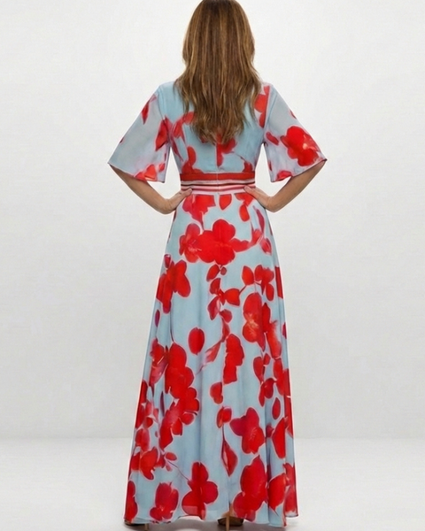 Marianne | Robe Maxi Fleurie Élégance Contrastée