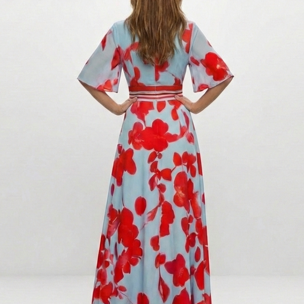 Marianne | Robe Maxi Fleurie Élégance Contrastée