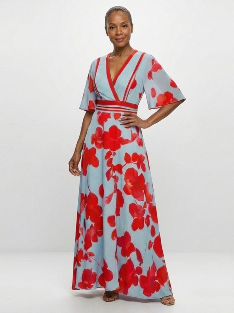 Marianne | Robe Maxi Fleurie Élégance Contrastée