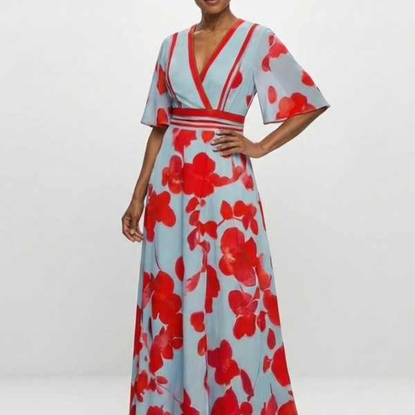 Marianne | Robe Maxi Fleurie Élégance Contrastée