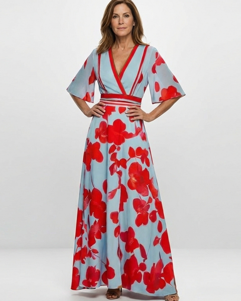 Marianne | Robe Maxi Fleurie Élégance Contrastée