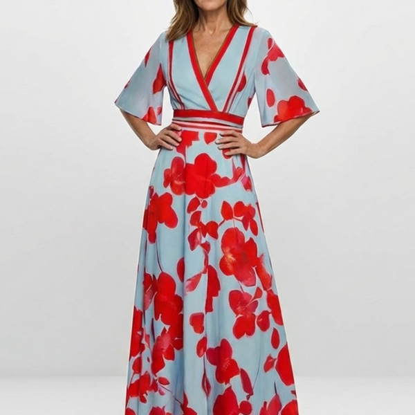 Marianne | Robe Maxi Fleurie Élégance Contrastée