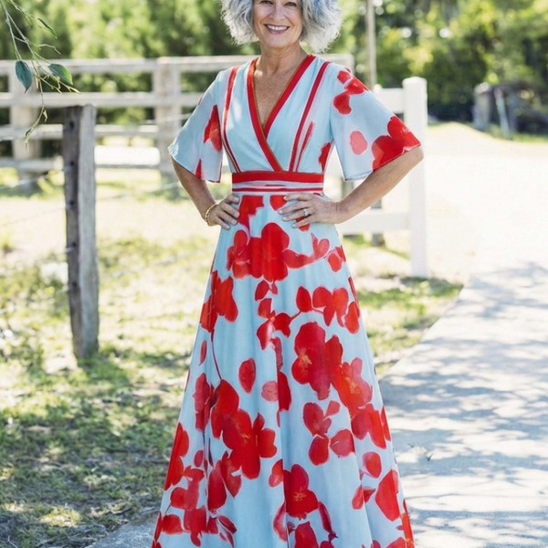 Marianne | Robe Maxi Fleurie Élégance Contrastée